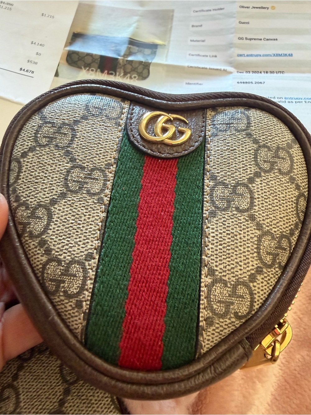 Authentic Gucci pouch Heart shape only